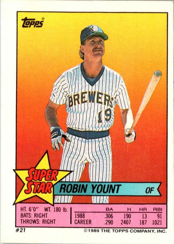 1989 O-Pee-Chee Stickers Super Star Backs Robin Yount #21