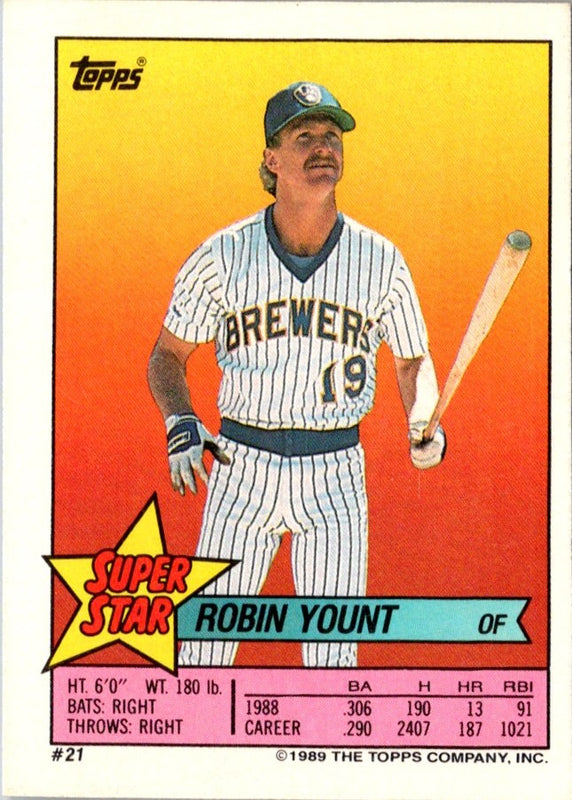 1989 O-Pee-Chee Stickers Super Star Backs Robin Yount #21
