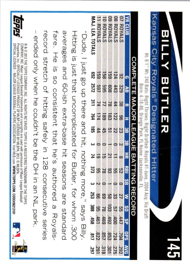 2012 Topps Blue Billy Butler
