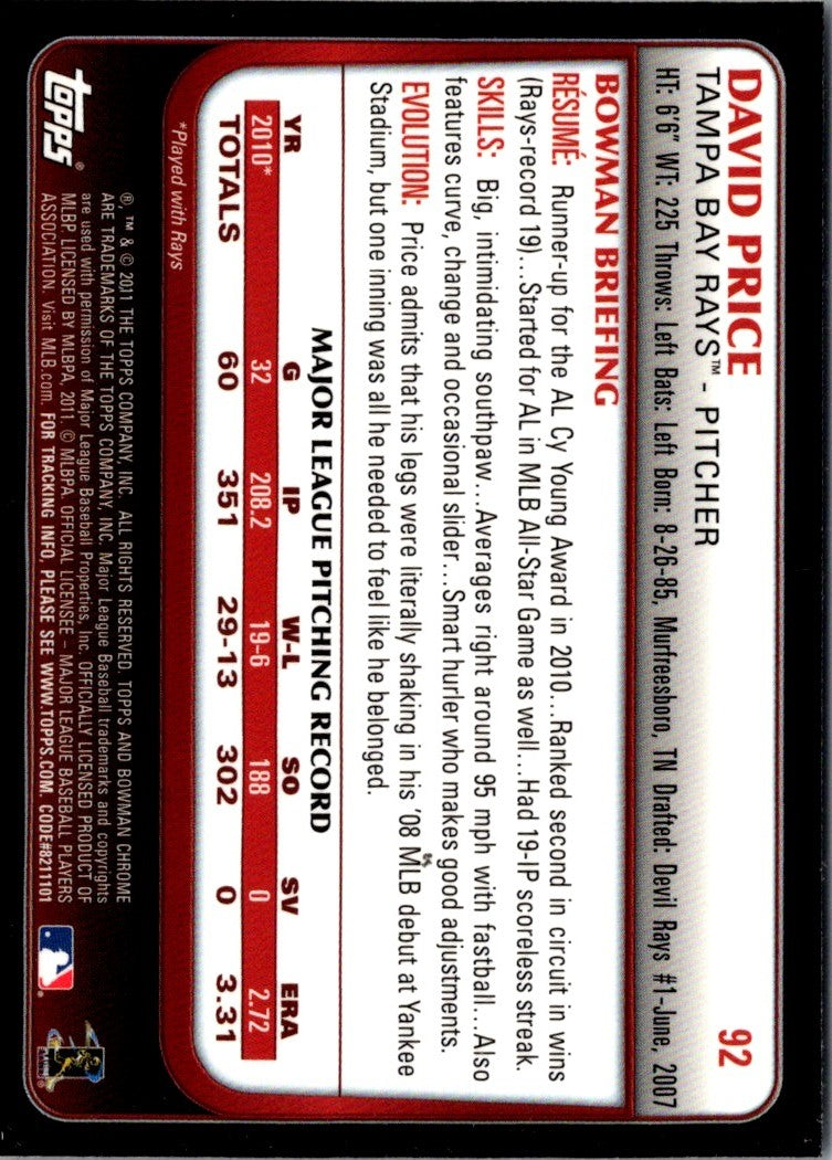 2011 Bowman Chrome David Price