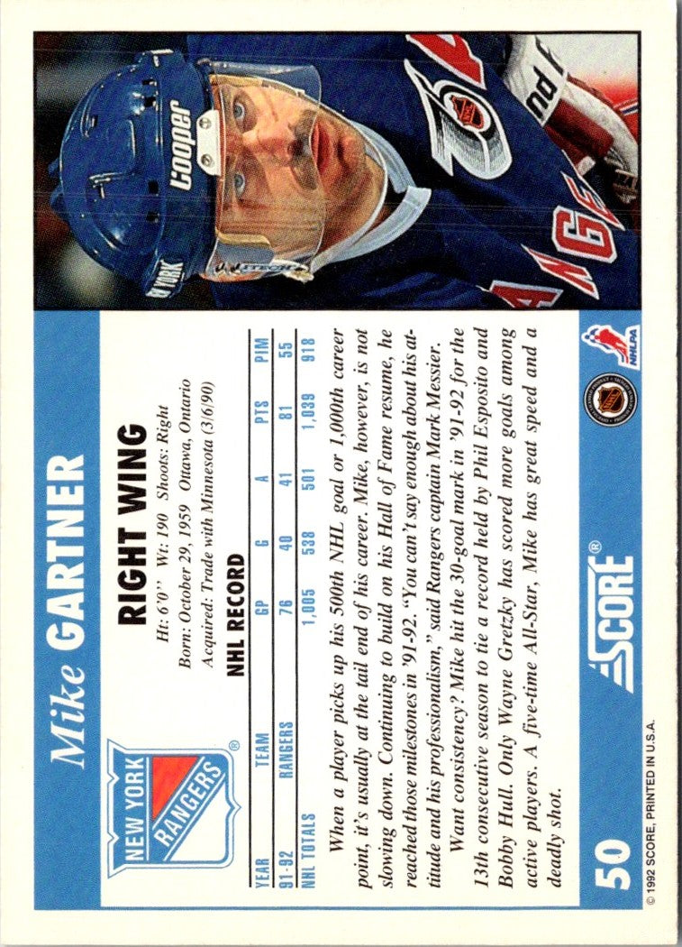 1992 Score Mike Gartner