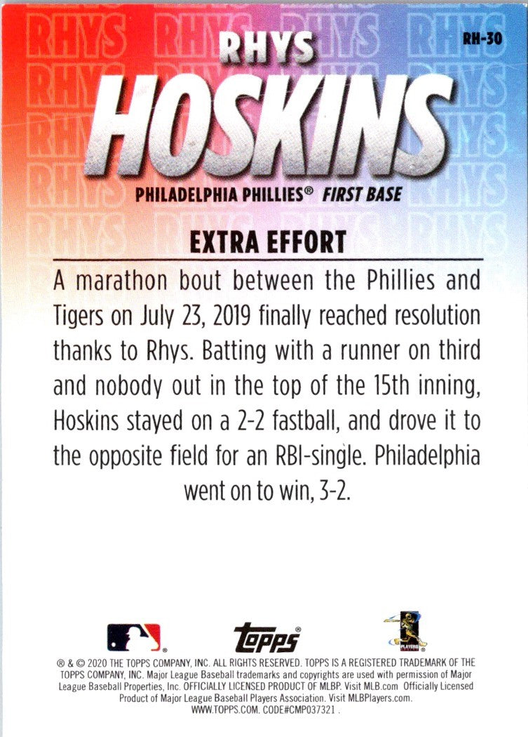 2020 Topps Player Highlights Rhys Hoskins Rhys Hoskins