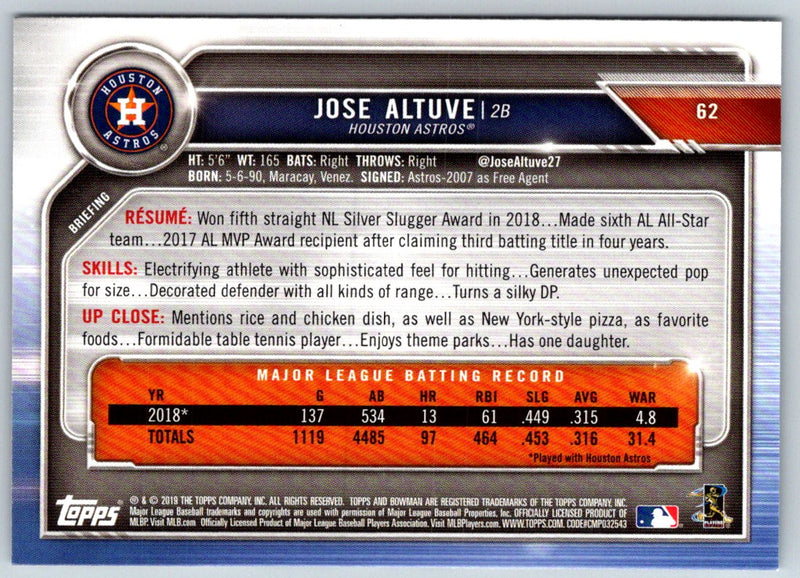 2019 Bowman Jose Altuve