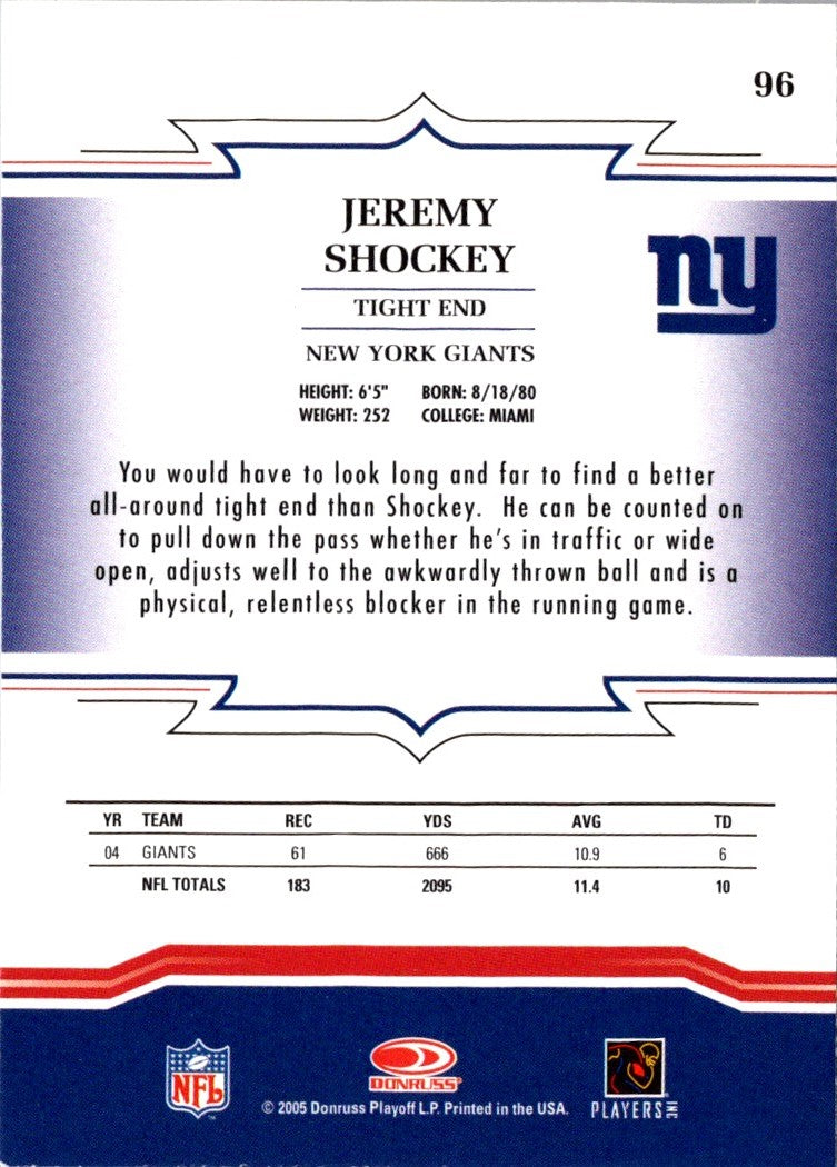 2005 Donruss Throwback Threads Jeremy Shockey