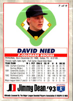 1993 Jimmy Dean Rookies David Nied #7