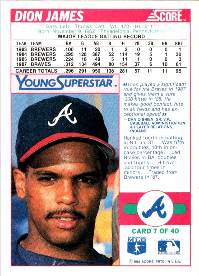 1988 Score Young Superstars I Dion James