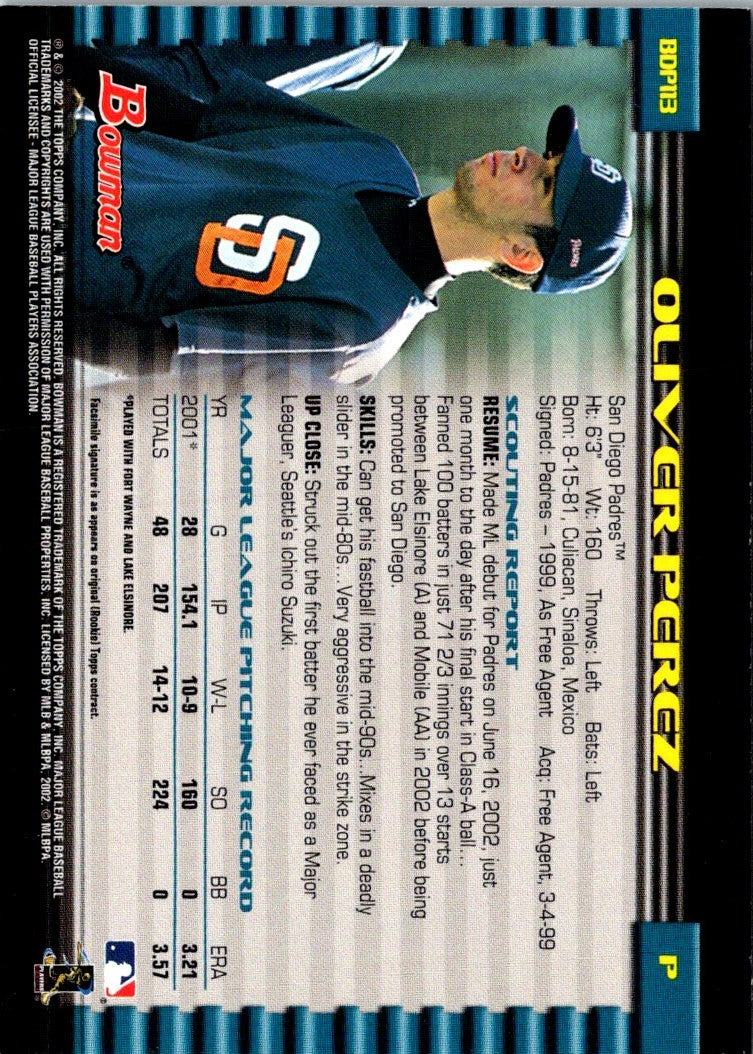 2002 Bowman Draft Picks & Prospects Oliver Perez