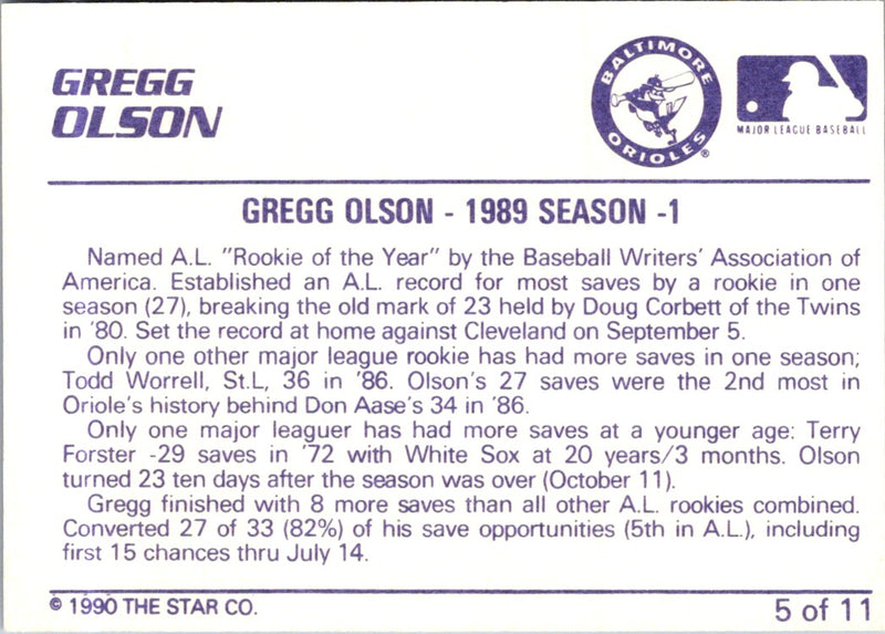 1990 Star Gregg Olson