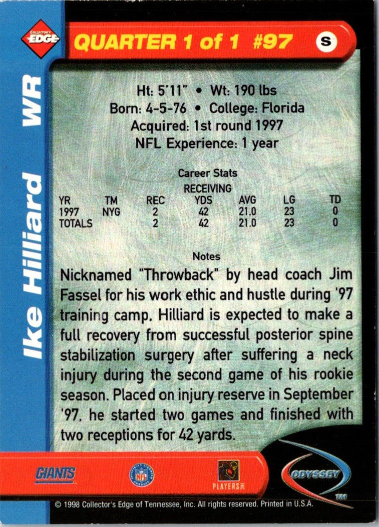 1998 Collector's Edge Odyssey Ike Hilliard