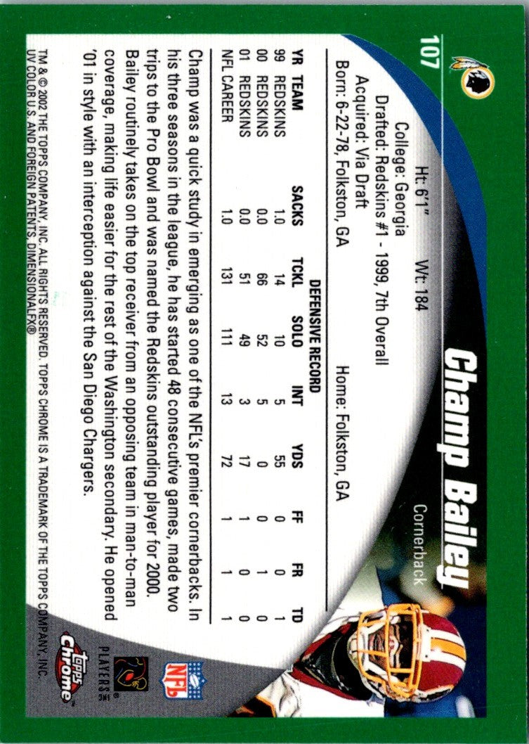 2002 Topps Chrome Champ Bailey