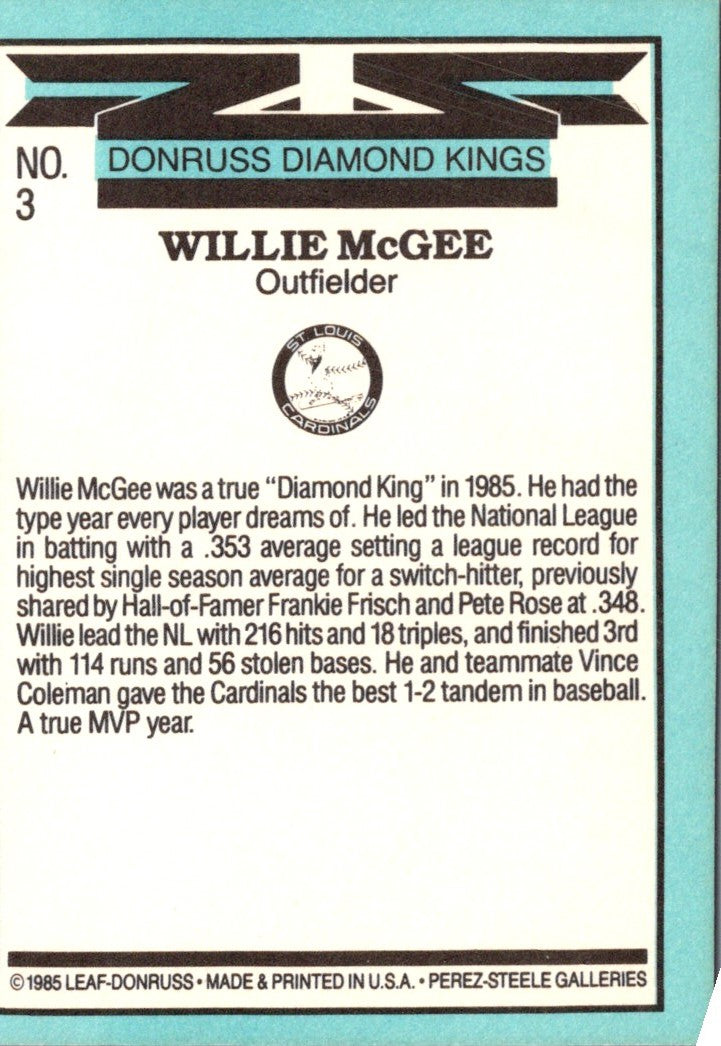 1986 Leaf Willie McGee