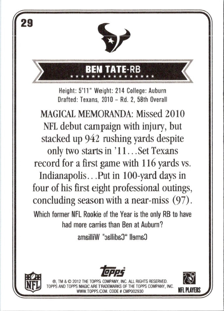 2012 Topps Magic Ben Tate