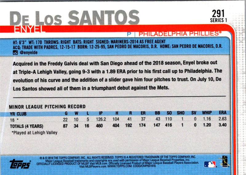 2019 Topps Enyel De Los Santos