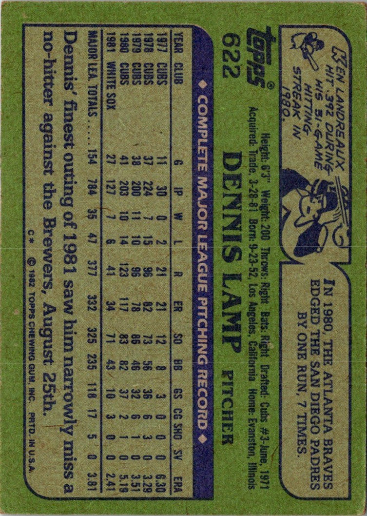 1982 Topps Dennis Lamp