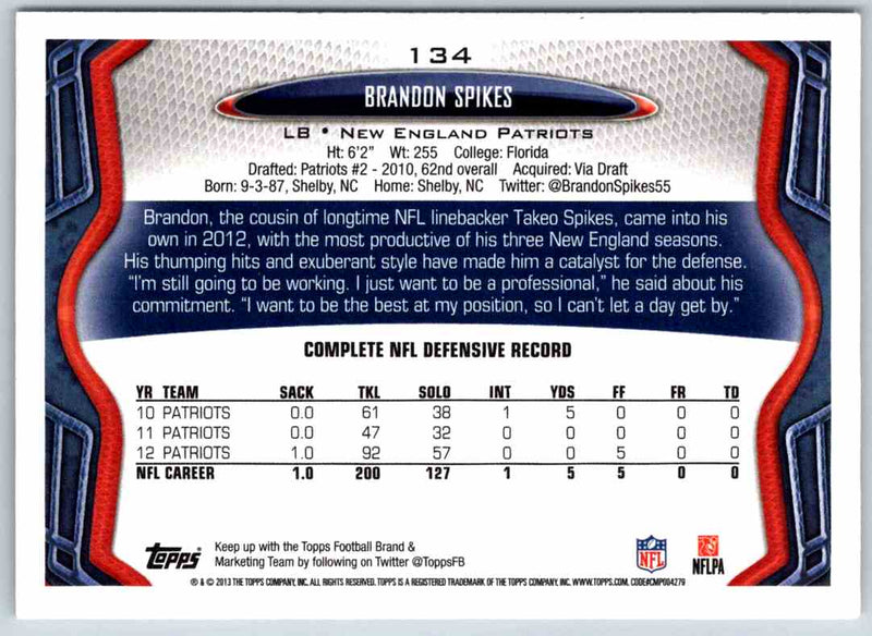 2011 Topps Football Brandon Spikes