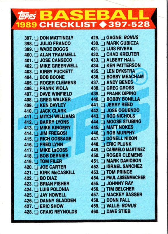 1989 Topps Checklist 529-660 #619