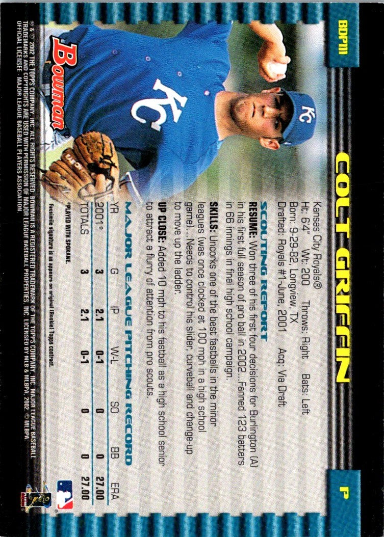 2002 Bowman Draft Picks & Prospects Colt Griffin