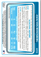2011 Bowman Chrome Prospects Zack Von Rosenberg #BCP193