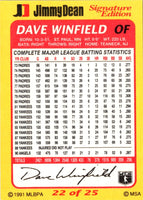 1991 Jimmy Dean Dave Winfield #22