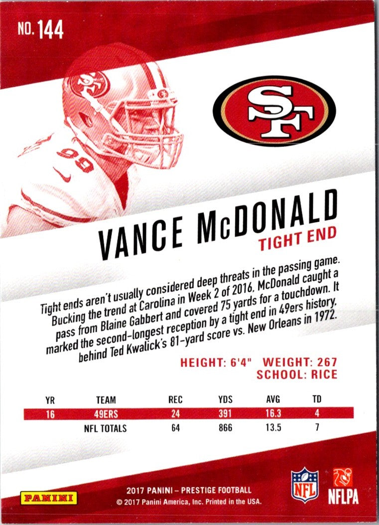 2017 Panini Prestige Vance McDonald