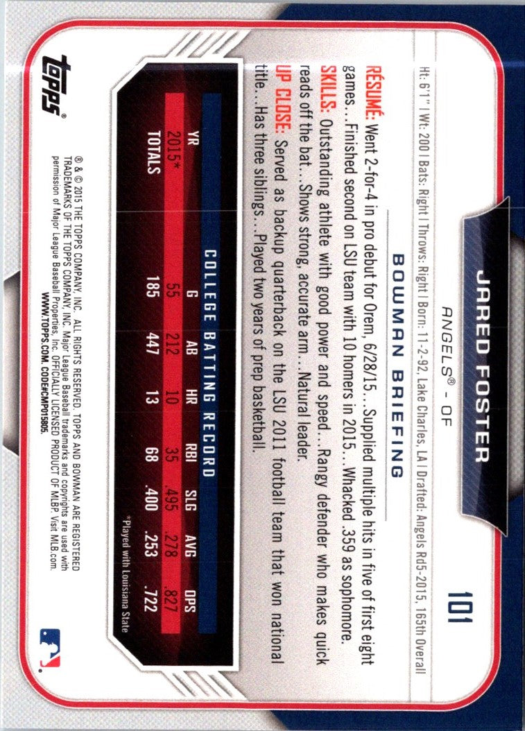 2015 Bowman Draft Picks & Prospects Jared Foster