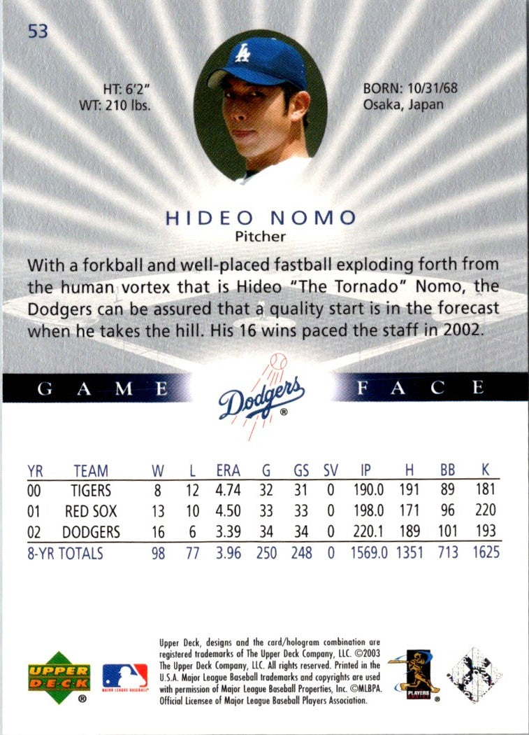 2003 Upper Deck Game Face Hideo Nomo