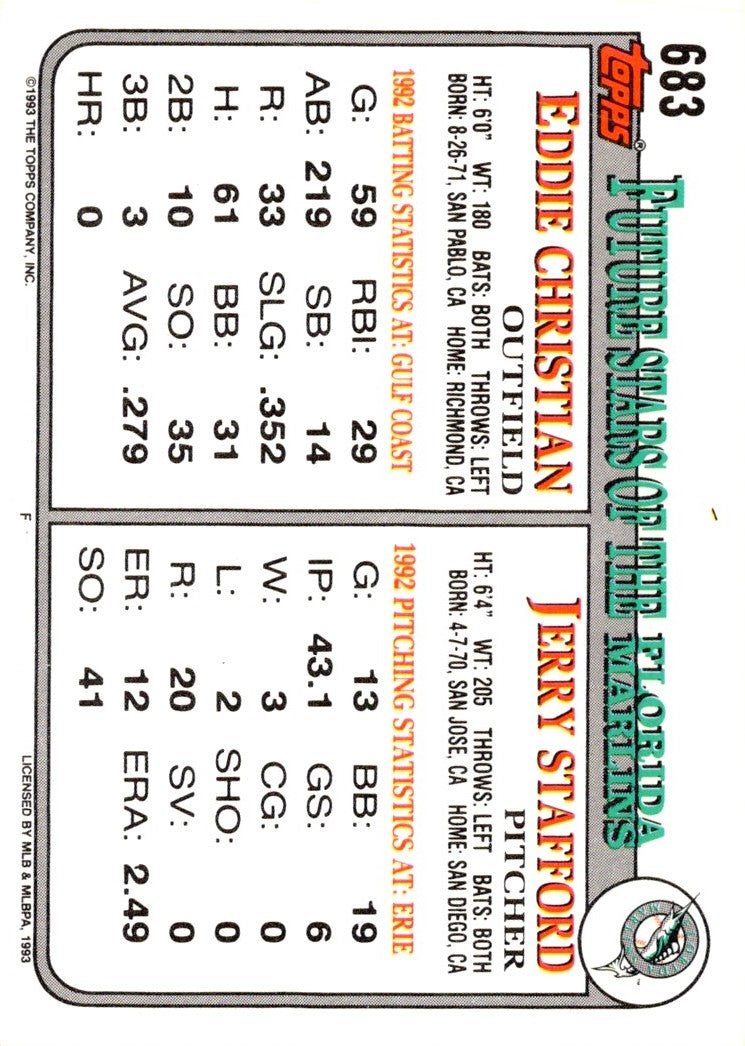 1993 Topps Jerry Stafford/Eddie Christian