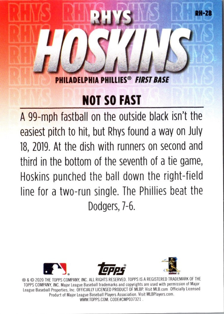 2020 Topps Player Highlights Rhys Hoskins Rhys Hoskins