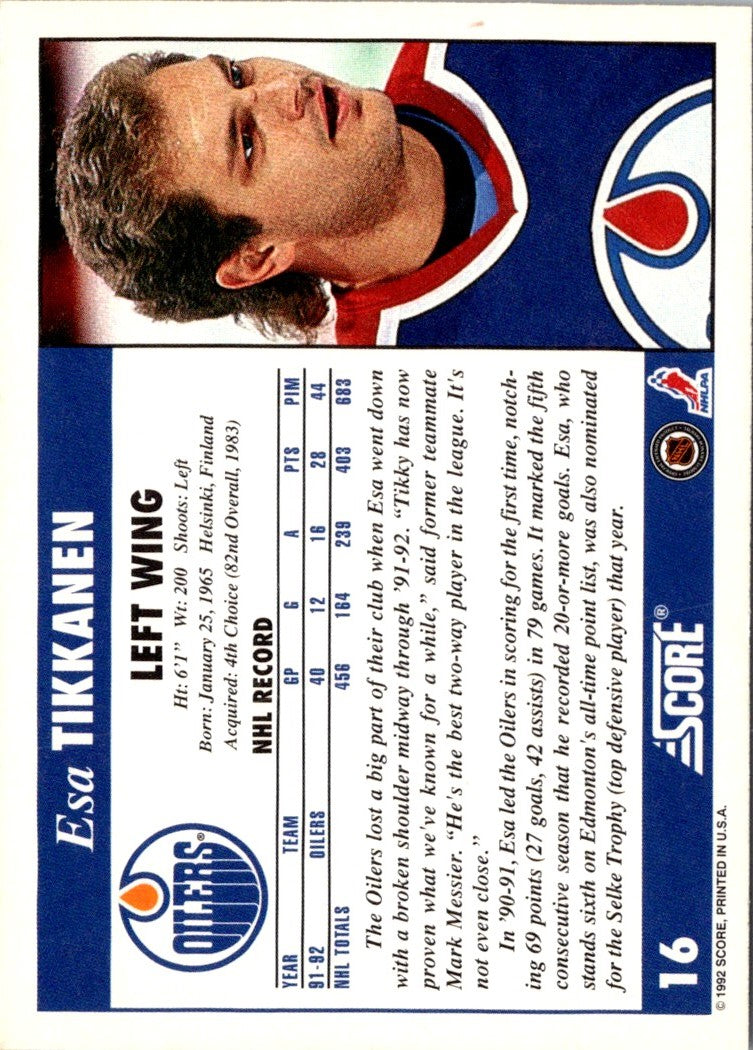 1992 Score Esa Tikkanen