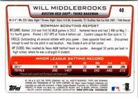 2012 Bowman Draft Picks & Prospects Chrome Will Middlebrooks #40