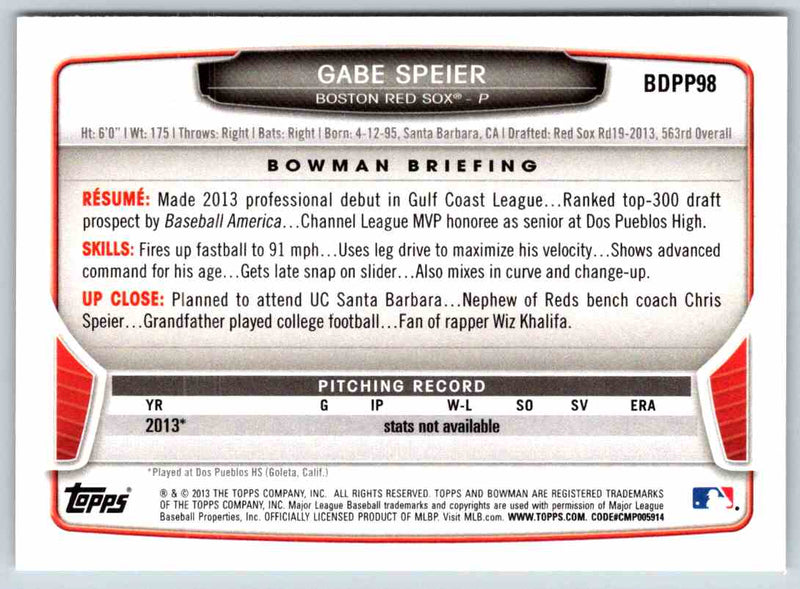 2014 Bowman Gabe Speier