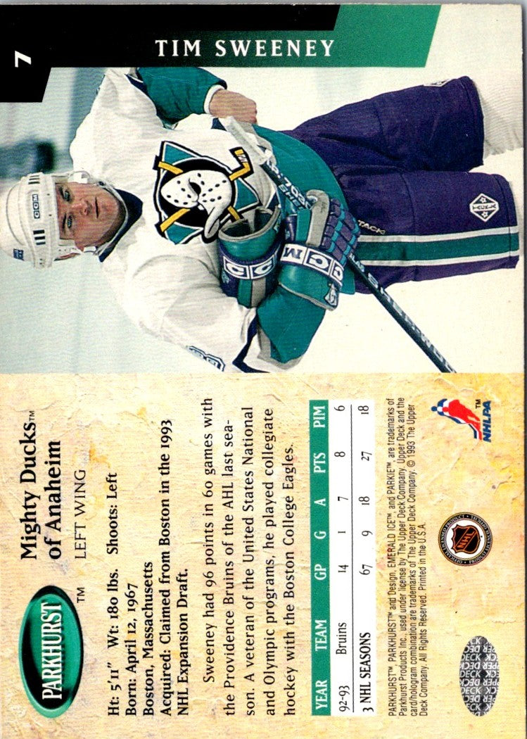1993 Parkhurst Emerald Ice Tim Sweeney
