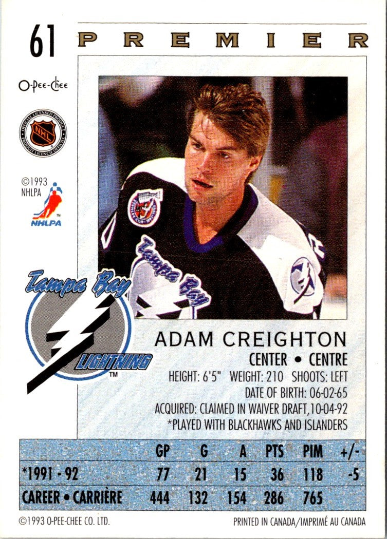 1992 O-Pee-Chee Premier Adam Creighton