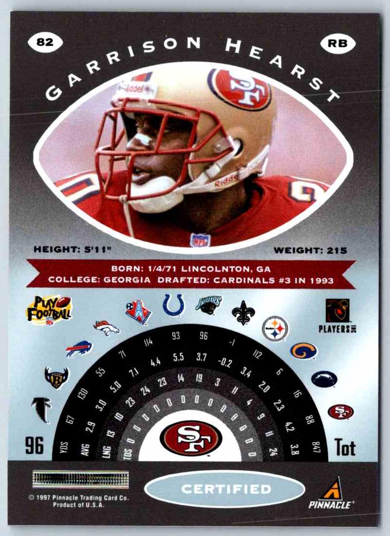 1997 Pinnacle Certified NFL Garrison Hearst
