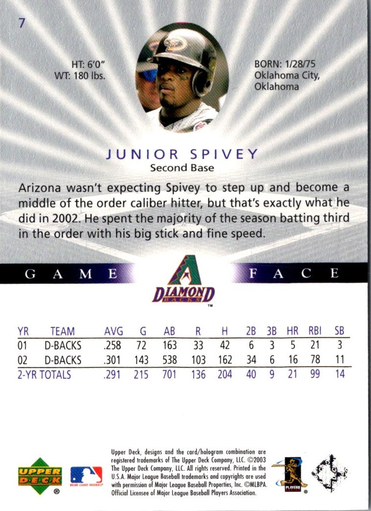 2003 Upper Deck Game Face Junior Spivey