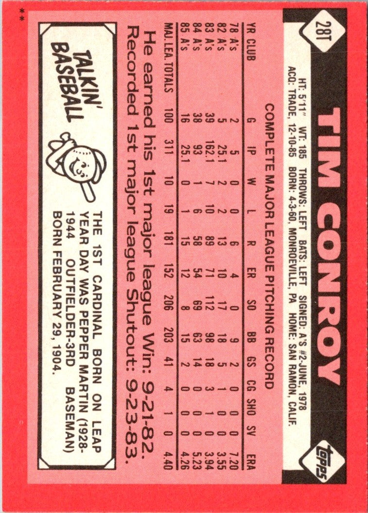 1986 Topps Traded Tim Conroy