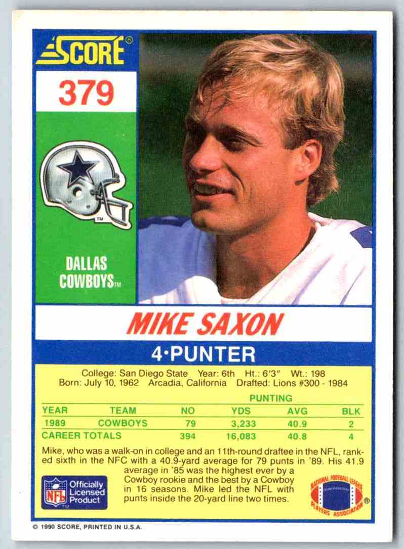 1990 Score Mike Saxon