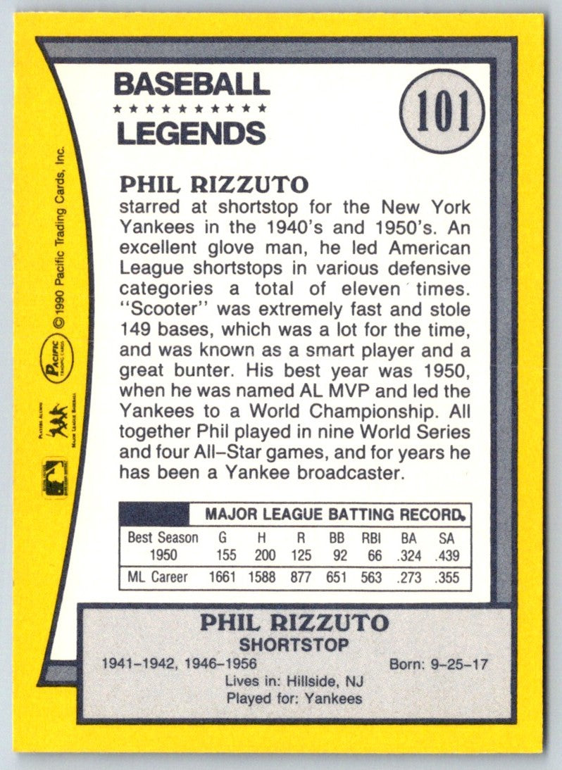 1990 Pacific Legends Phil Rizzuto
