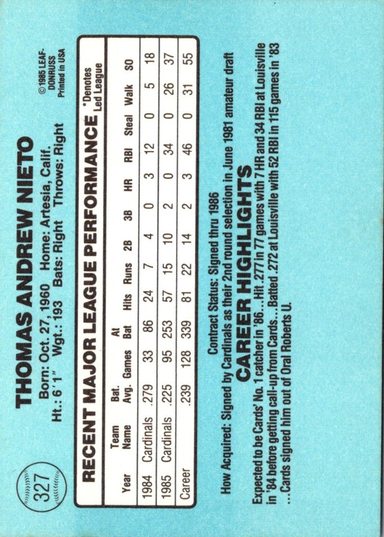 1986 Donruss Tom Nieto