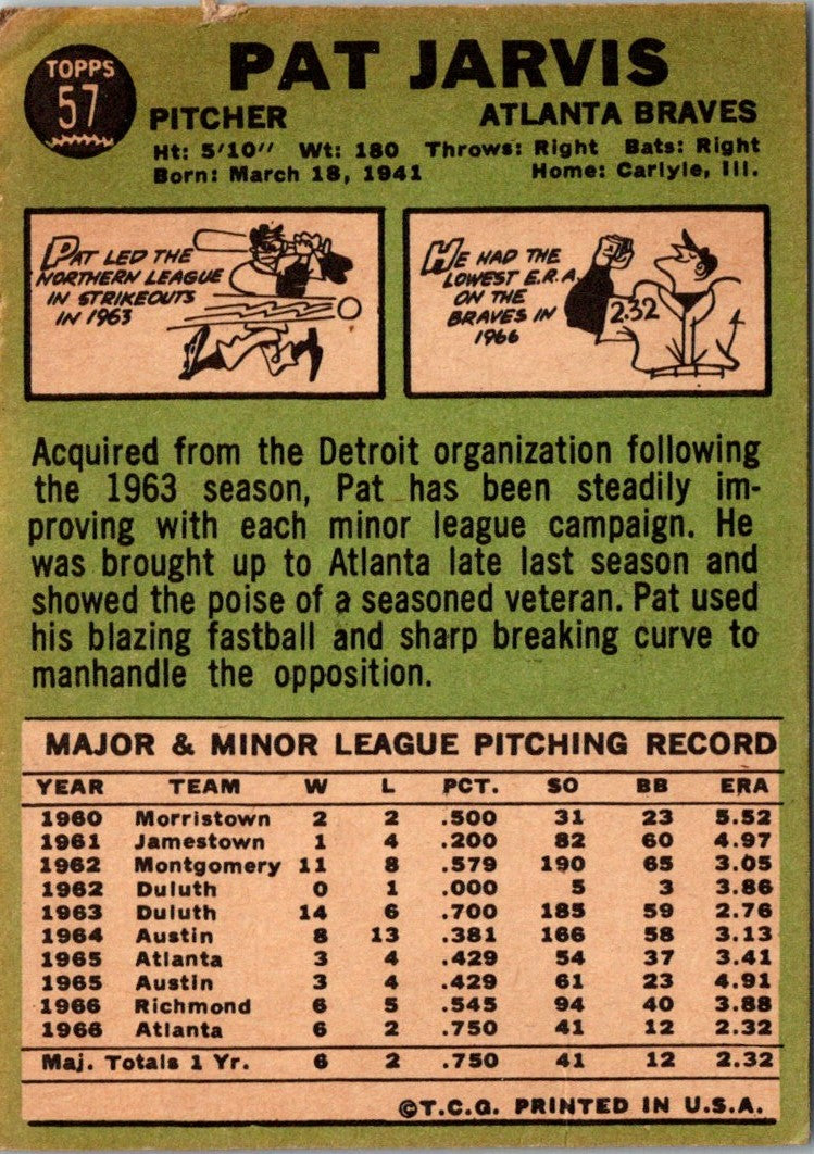 1967 Topps Pat Jarvis