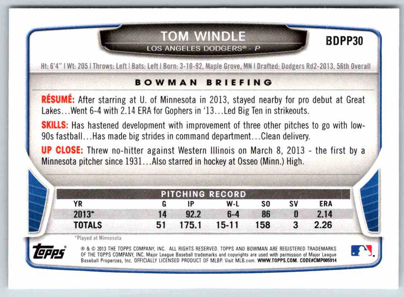 2013 Bowman Tom Windle