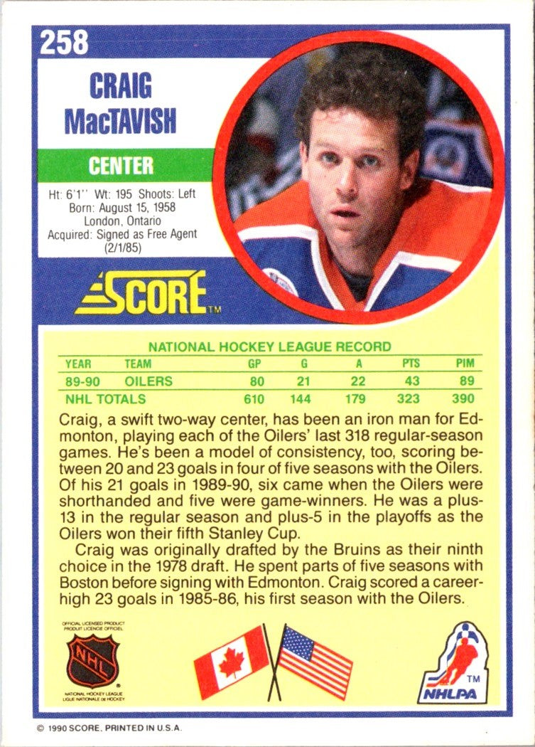 1990 Score Craig MacTavish