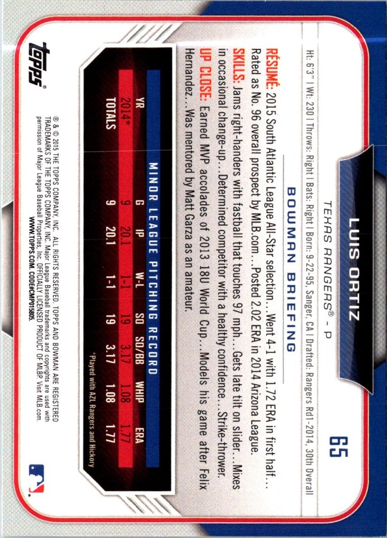 2015 Bowman Draft Picks & Prospects Luis Ortiz