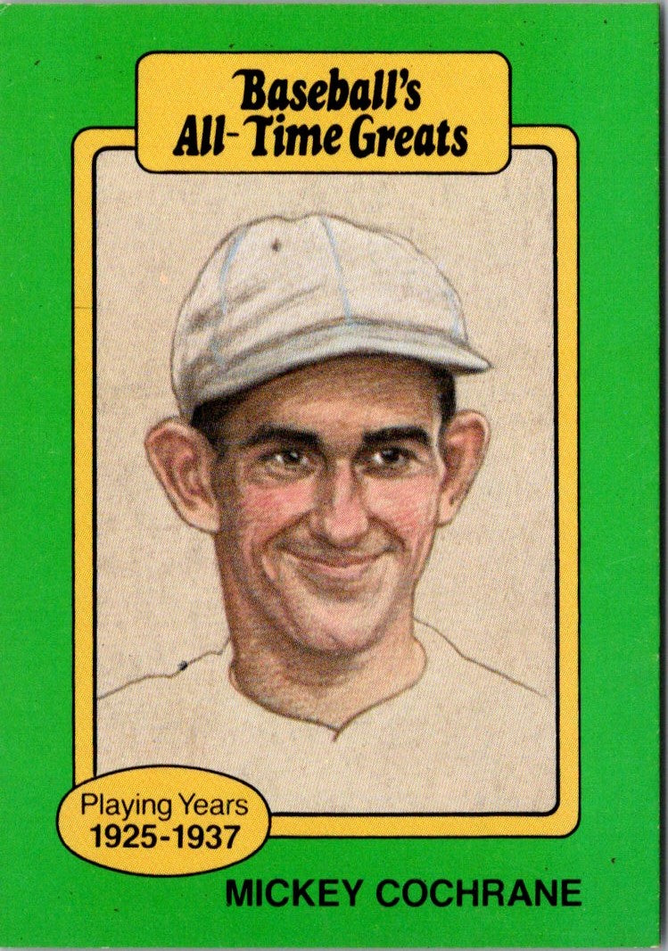 1987 Hygrade All-Time Greats Mickey Cochrane