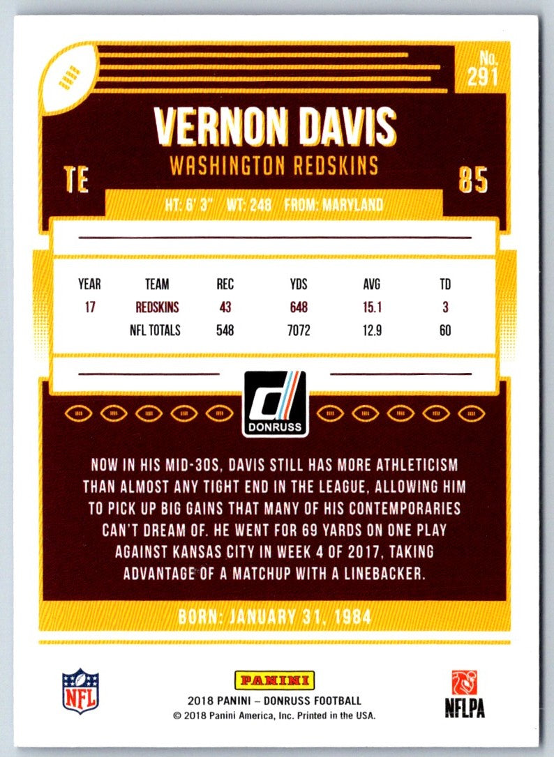 2018 Donruss Press Proof Blue Vernon Davis