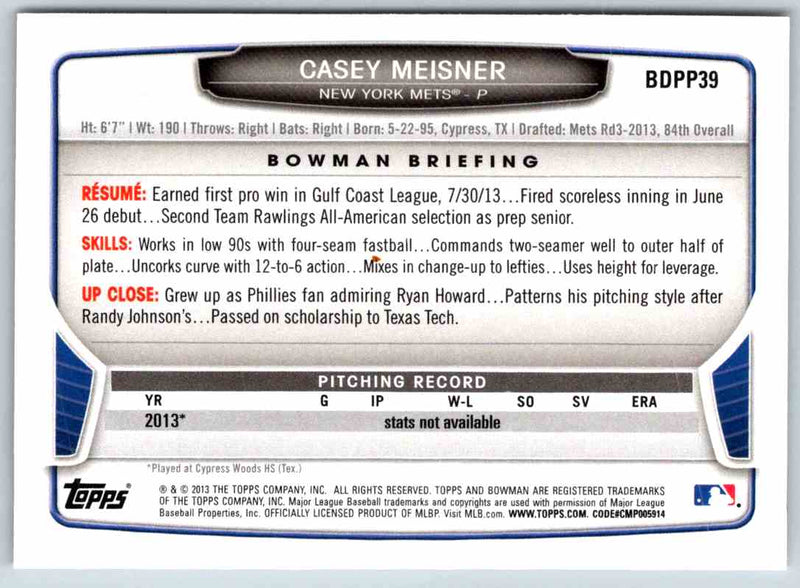 2013 Bowman Casey Meisner