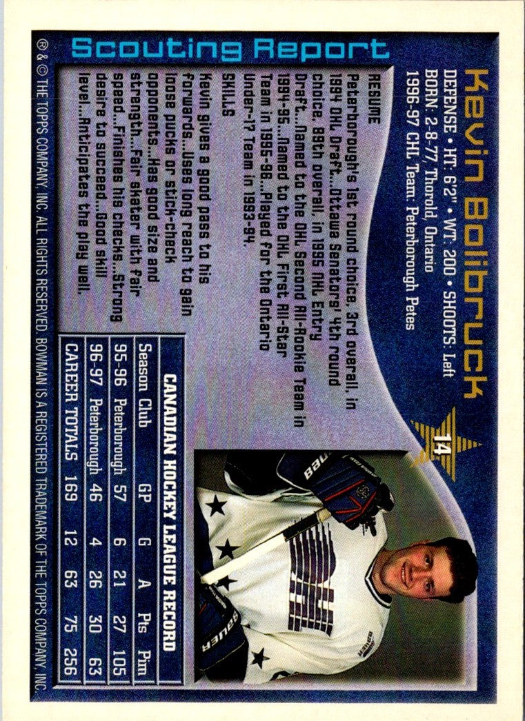 1997 Bowman CHL Kevin Bolibruck