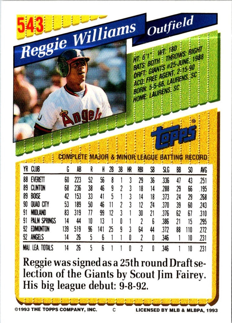 1993 Topps Gold Reggie Williams