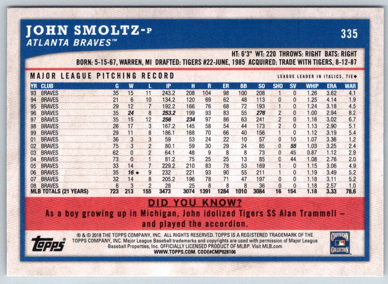 2018 Topps Big League John Smoltz