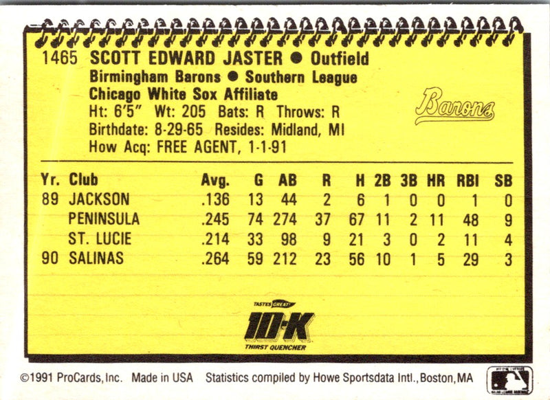 1991 ProCards Scott Jaster